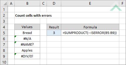 Count cells with errors