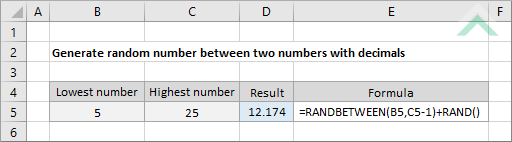 Generate random number between two numbers with decimals Generate random number between two numbers with decimals