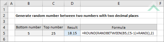 Generate random number between two numbers with two decimal places Generate random number between two numbers with two decimal places