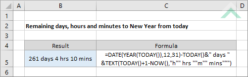Remaining days, hours and minutes to New Year from today