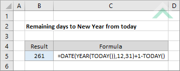 Remaining days to New Year from today