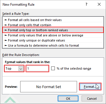 Select options to highlight highest number