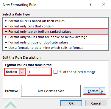 Select options to highlight lowest number